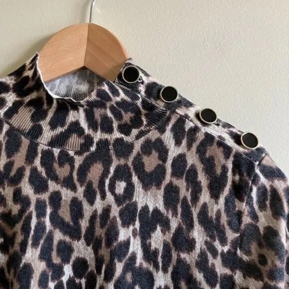 J.CREW Silk-blend shoulder-button sweater in‎ leopard animal print AR952 Small - Picture 7 of 7